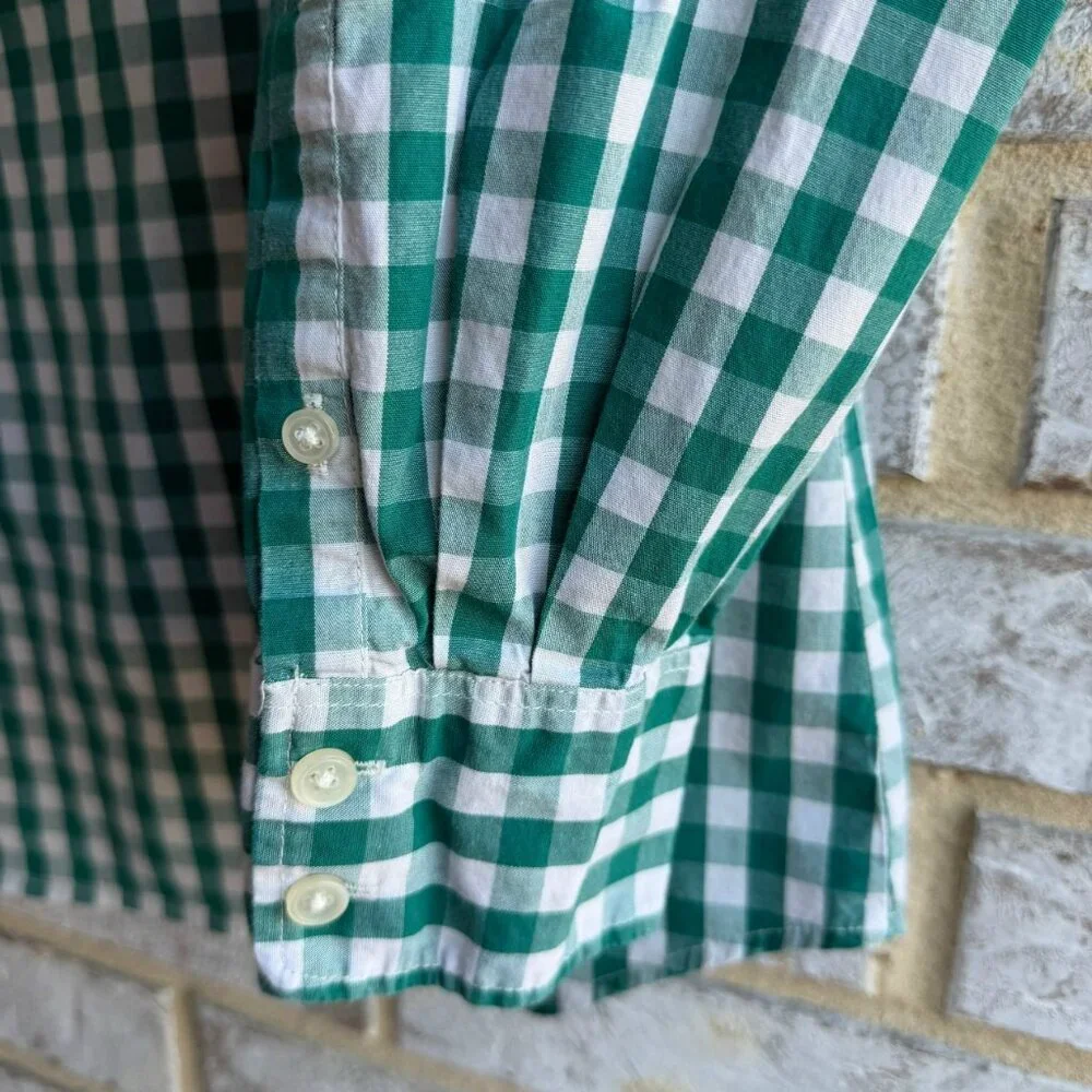 J. Crew Teal Green and White Gingham Button-Down Shirt - Picture 7 of 8